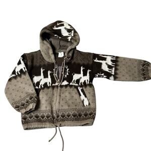 Artesanias Tuntaquimba Hoodie Sweater Toddler 4 Brown Wool Longsleeve Full Zip‎